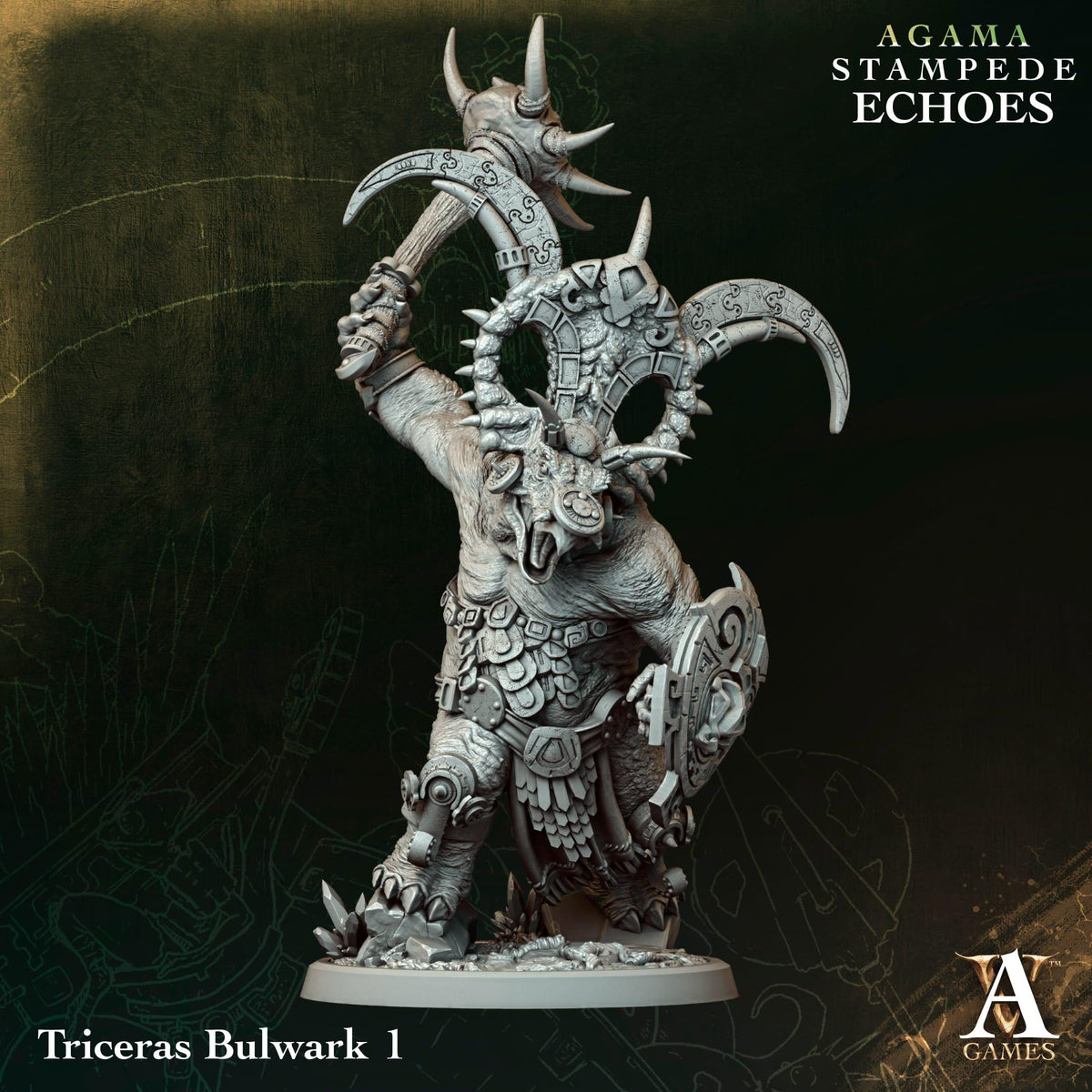 3D Printed Triceras Bulwark by Archvillain Games