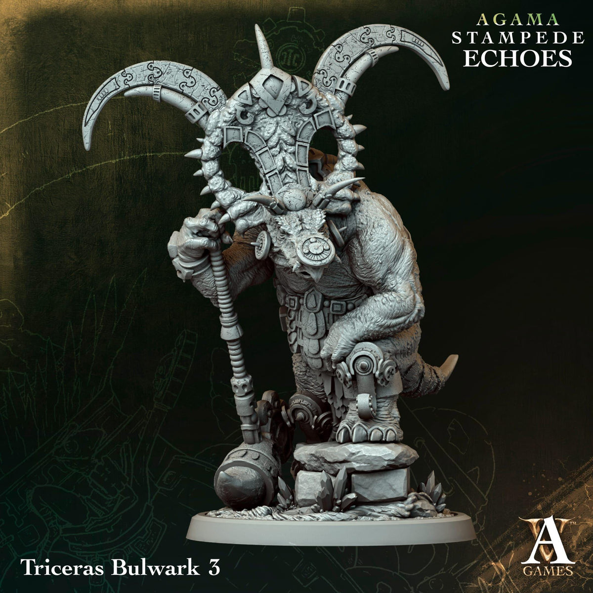 3D Printed Triceras Bulwark by Archvillain Games