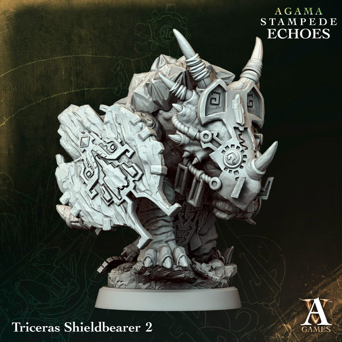 3D Printed Triceras Shieldbearer by Archvillain Games
