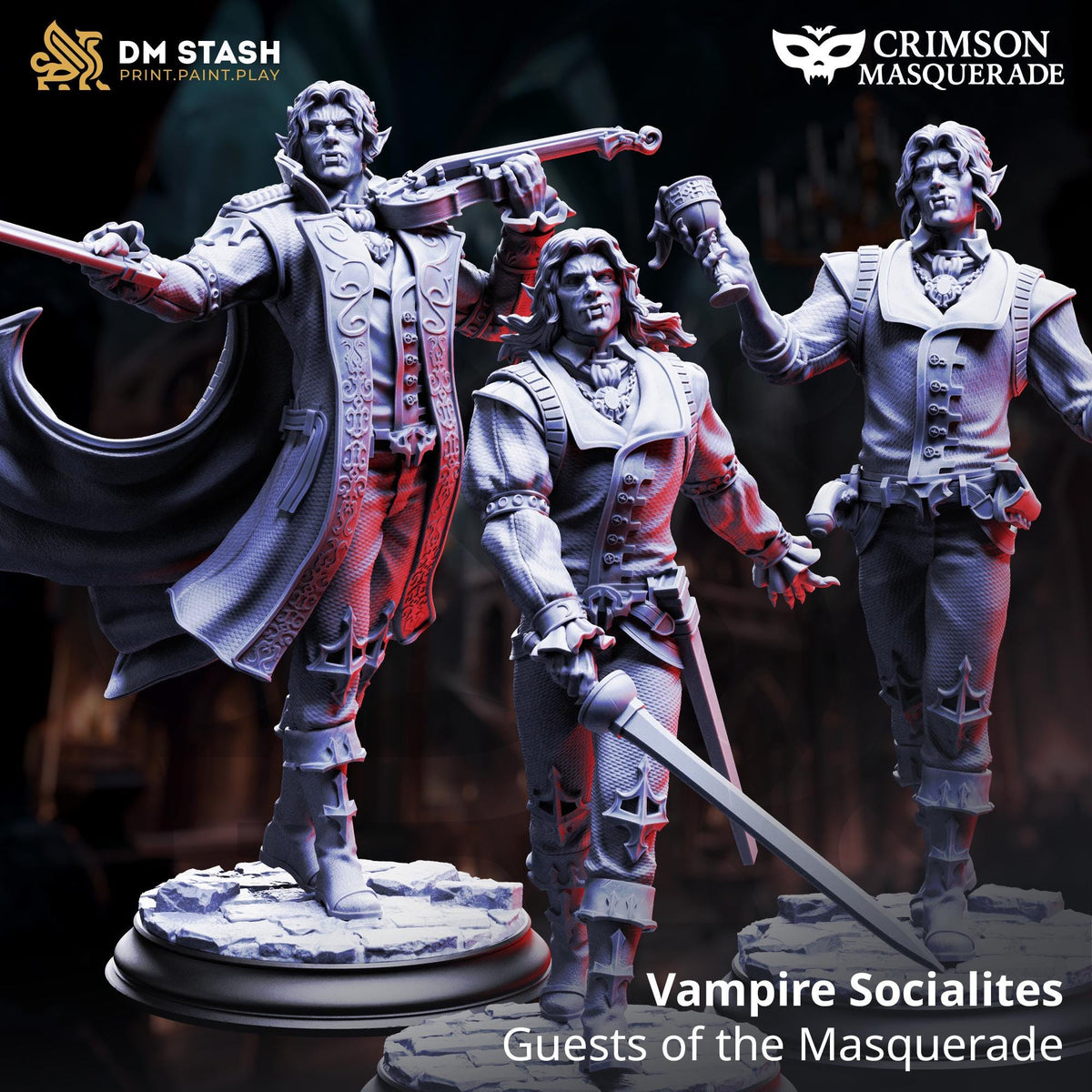 3D Printed Vampire Socialites x3 by DM Stash