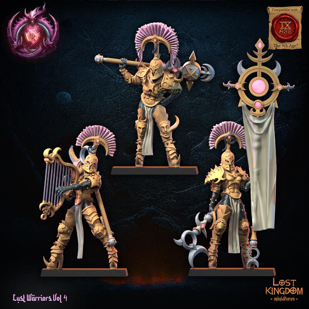 3D Printed Lust Chosen Command Group by Lost Kingdom Miniatures