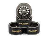 Injora INJW1015TI 1.0" Turbine Aluminum Deep Dish Micro Crawler Beadlock Wheels (Titanium) (4) w/Brass Rings (20.3g ea) (-4.7mm Offset)