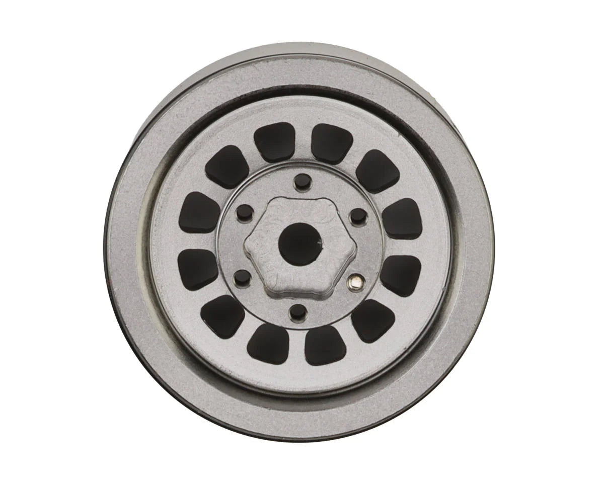 Injora INJW1015TI 1.0" Turbine Aluminum Deep Dish Micro Crawler Beadlock Wheels (Titanium) (4) w/Brass Rings (20.3g ea) (-4.7mm Offset)