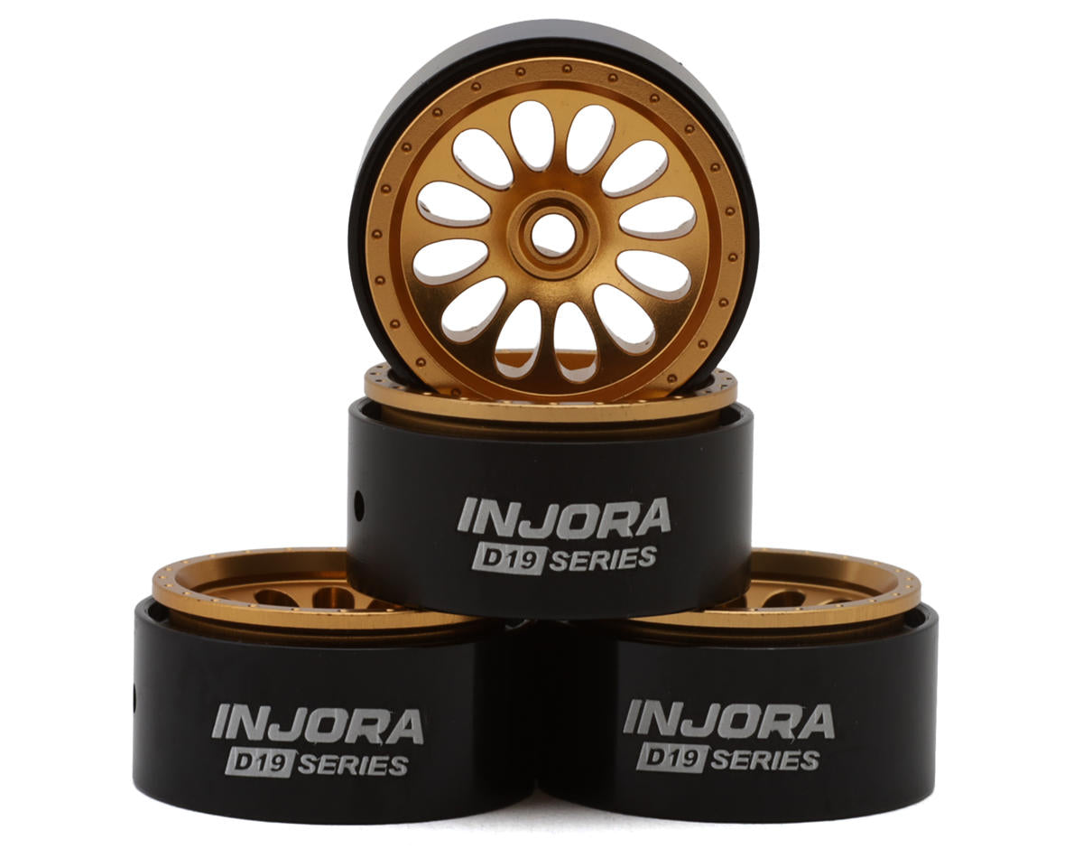 Injora INJW7005GD-19 0.7" D19 Ripple Aluminum Micro Crawler Beadlock Wheels (Gold) (4) (4.2g ea) (0.5mm Offset)
