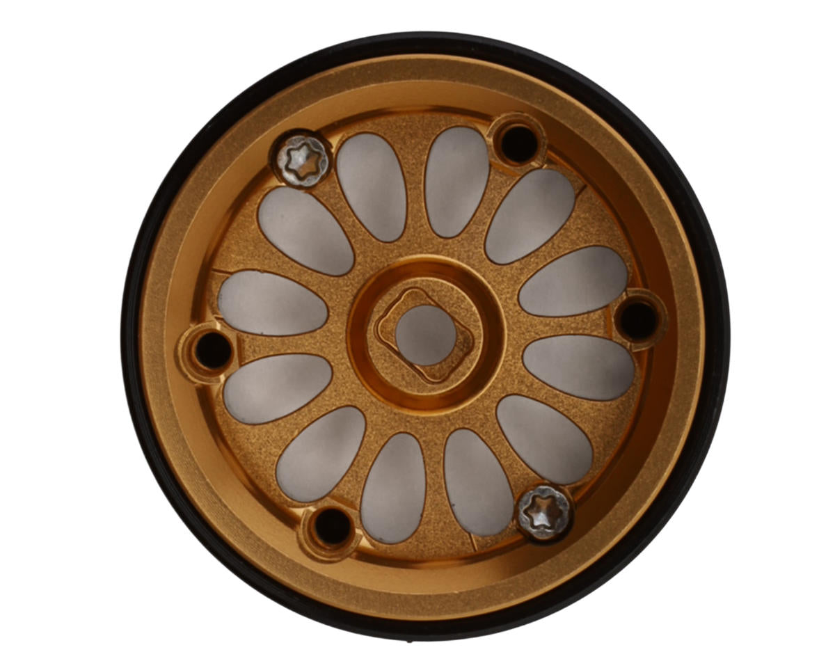 Injora INJW7005GD-19 0.7" D19 Ripple Aluminum Micro Crawler Beadlock Wheels (Gold) (4) (4.2g ea) (0.5mm Offset)
