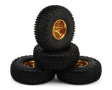 Injora INJW7502GD-T7030 Ascent-32 0.75 XHX-Pin Tires w/Six-Spoke Aluminum Bead-lock Wheels (S5) (Gold) (4) (5g ea) (44mm OD)