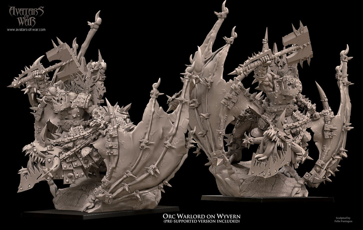 3D Printed Iron Orc Warlord On Wyvern by Avatars of War