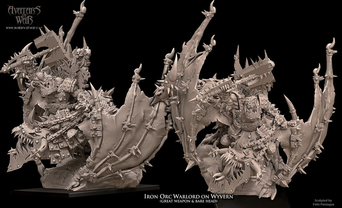3D Printed Iron Orc Warlord On Wyvern by Avatars of War