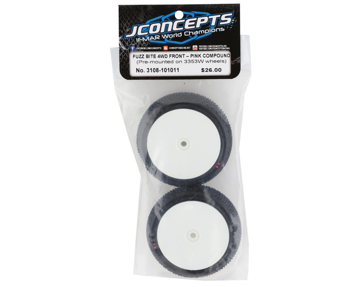 JConcepts 3108-101011 Fuzz Bite LP 2.2" Pre-Mounted 4WD Front Buggy Carpet Tires (White) (Pink) (2) w/12mm Hex