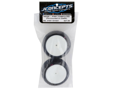 JConcepts 3167-101021  Nessi 2.2" Pre-Mounted Rear Buggy Carpet Tires (White) (2)