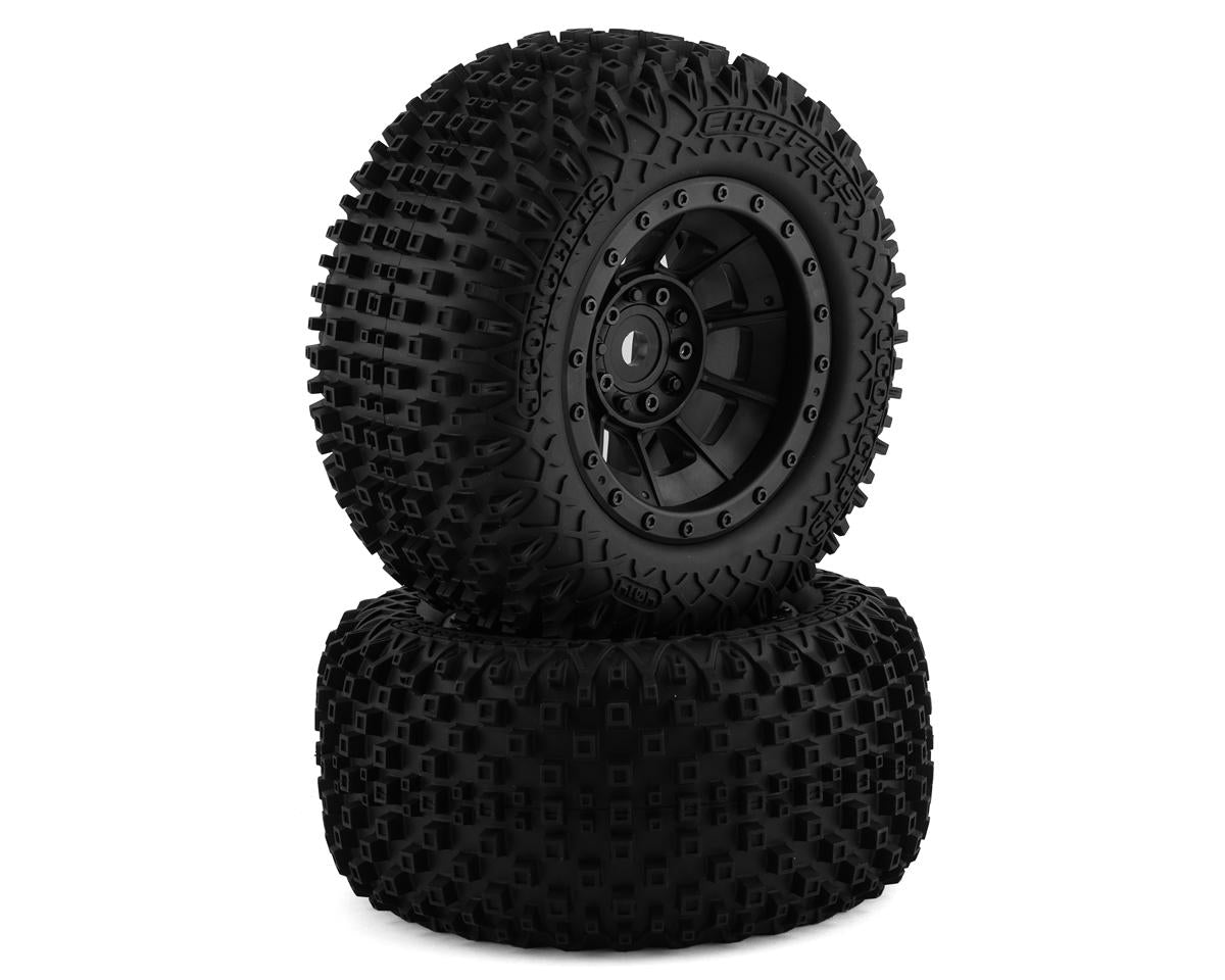 JConcepts JCO4014-3994 1/5 Choppers Pneus Monster Truck pré-montés avec roue de danger (Noir) (2) (Platine)