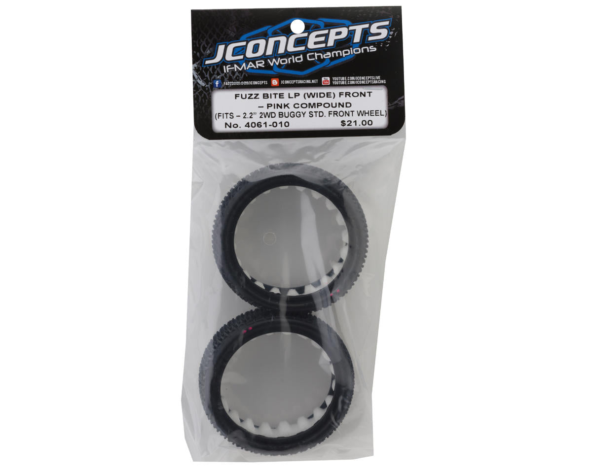 JConcepts 4061-010 Fuzz Bite Wide 2.2" 2WD Front Buggy Carpet Tires (2) (Pink)