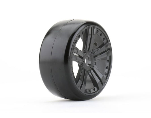 JETKO JKO1101CBMSGB 1/8 GT Buster Tires Mounted on Black Claw Rims, Medium Soft, Belted (2)