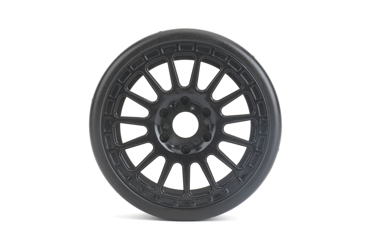 JETKO JKO1105RBMSGB  1/8 GT Quicker Racing Tires Mounted on Black Radial Rims, Medium Soft, Belted