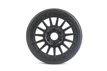 JETKO JKO1105RBMSGB  1/8 GT Quicker Racing Tires Mounted on Black Radial Rims, Medium Soft, Belted
