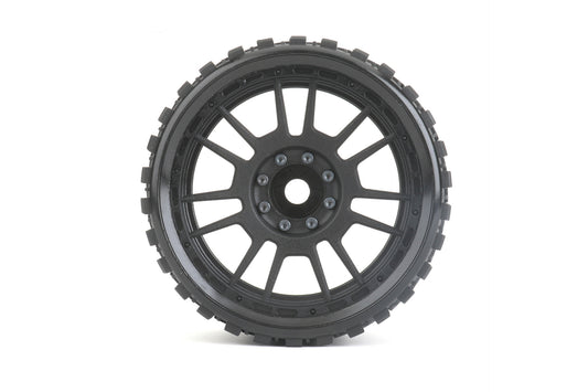 JETKO JKO1902CBMSGBB1  1/8 SMT 4.0 Prophet Tires Mounted on Black Claw Rims, Medium Soft, Belted, 17mm 0" Offset
