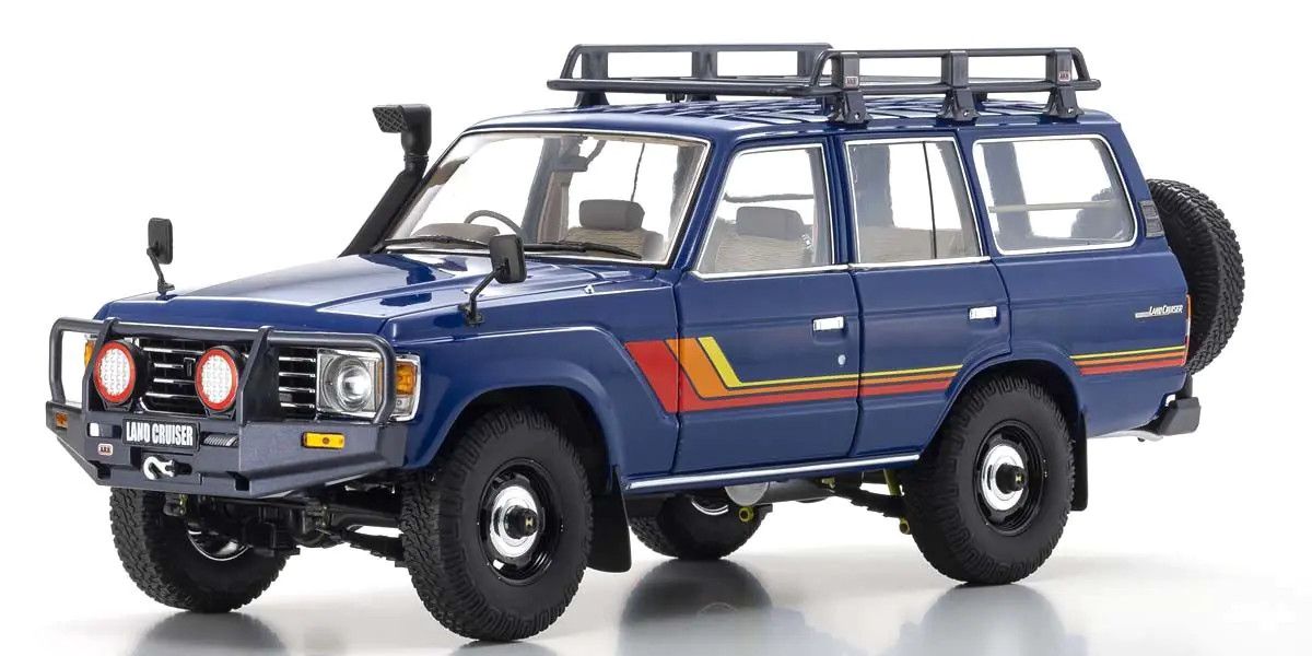 KYOSHO 08956XBL 1/18 Scale Toyota Land Cruiser 60 with Optional Parts Blue Model Diecast Car