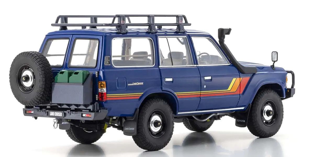 KYOSHO 08956XBL 1/18 Scale Toyota Land Cruiser 60 with Optional Parts Blue Model Diecast Car