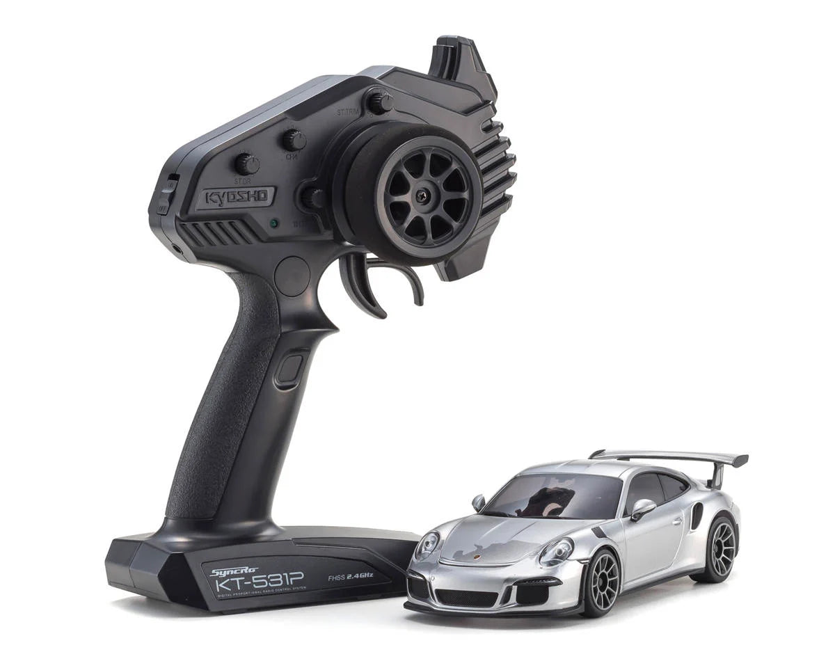 Kyosho 32358S MR-04 RWD Mini-Z ReadySet w/Porsche 911 GT Body (Silver) w/KT-531P 2.4GHz Radio