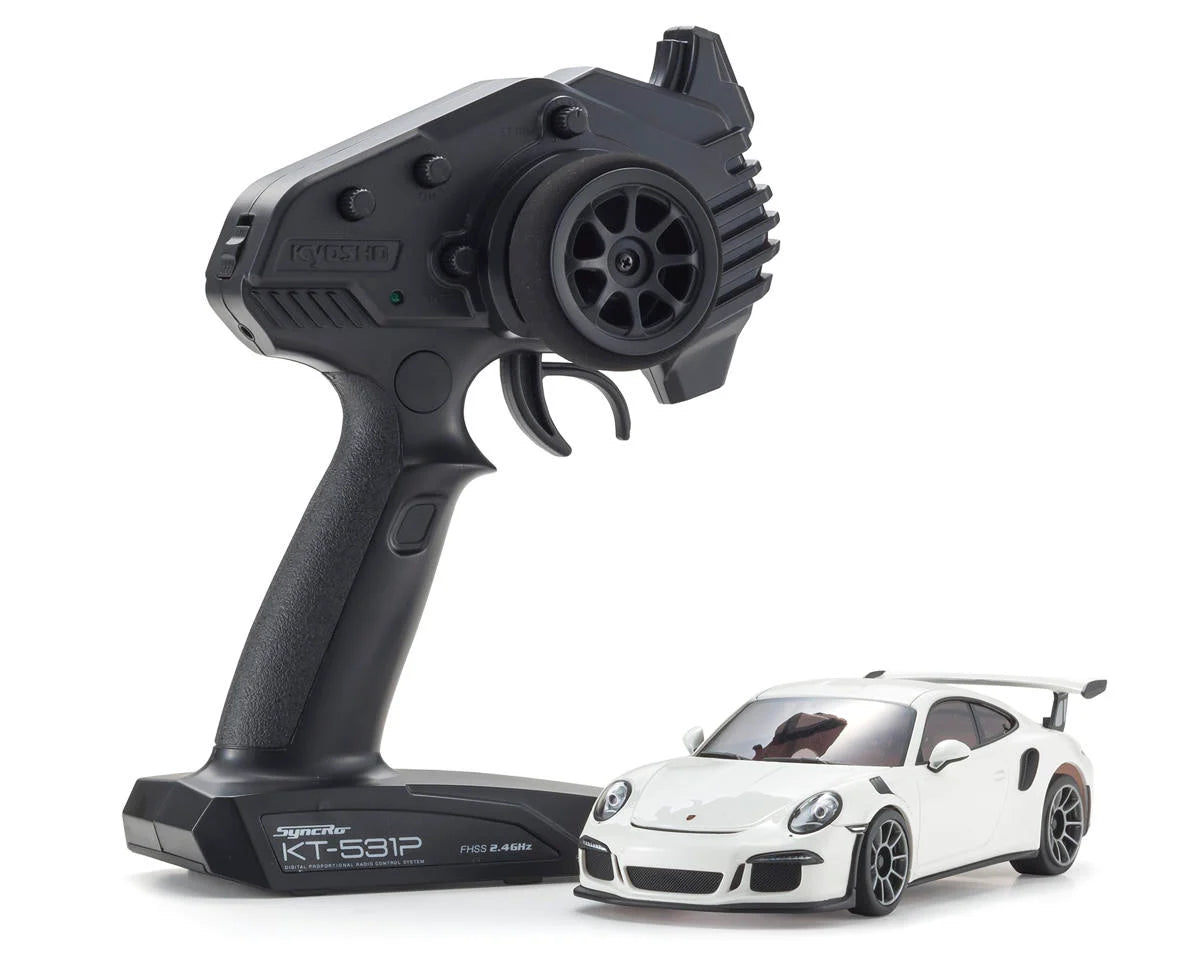 Kyosho KYO32358W MR-04 RWD Mini-Z Readyset w/Porsche 911 GT3 RS Body (White) w/KT-531P 2.4GHz Radio