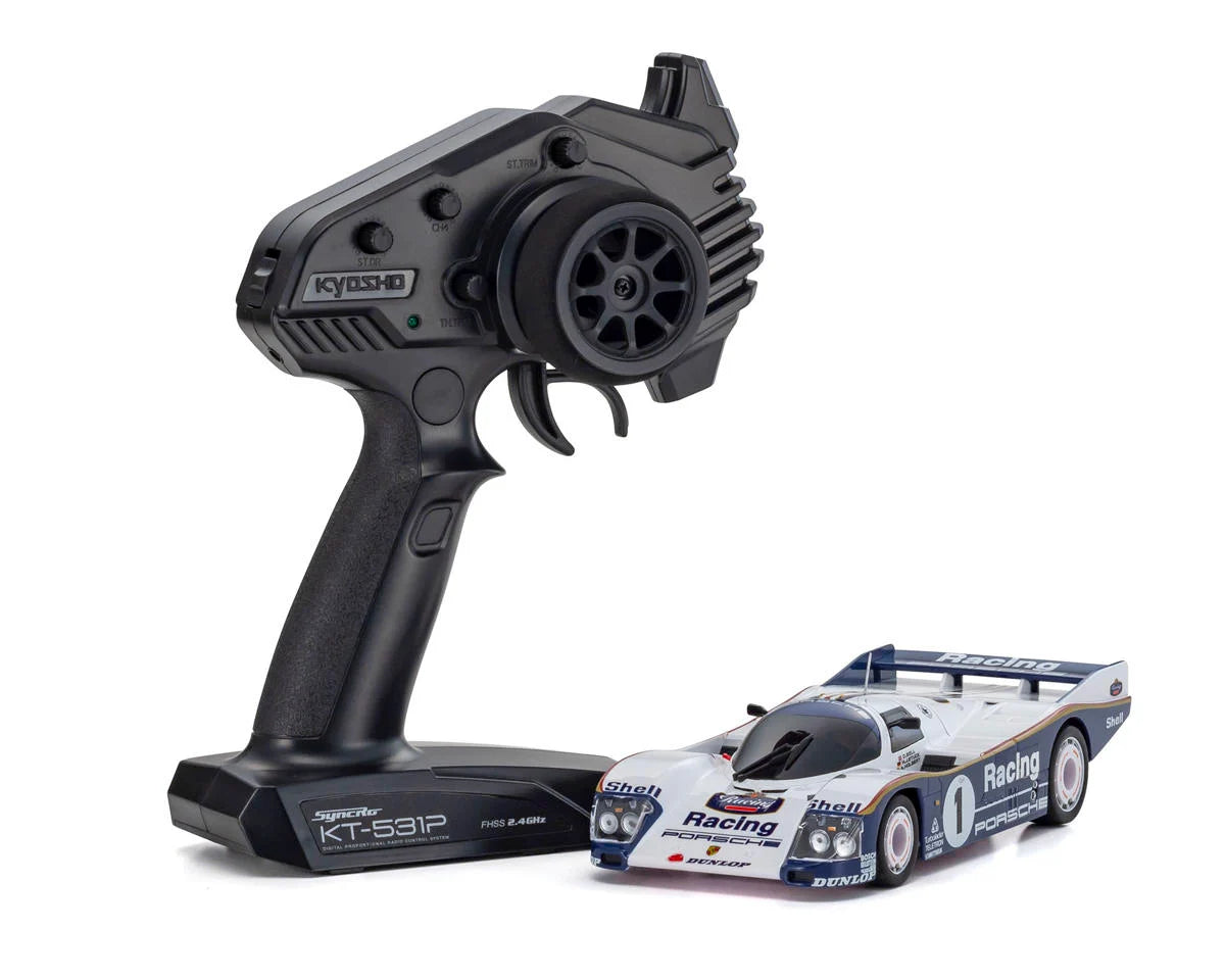 Kyosho 32363PR MR-04 RWD Mini-Z ReadySet w/Porsche 962C Coupe Body (White/Blue) w/KT-531P 2.4GHz Radio
