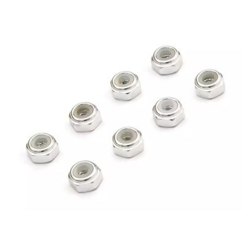 Kyosho MZW128S M2 Aluminum Nylon Color Nut 8pcs (Silver) for Mini-Z (8pcs)