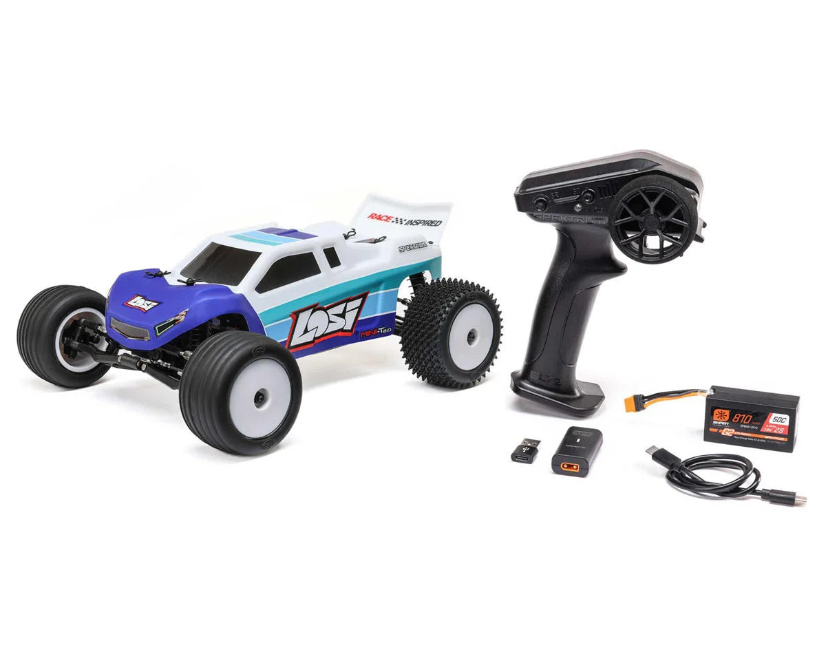 Losi LOS-1056T2 Mini-T 2.0 V2 1/18 RTR 2WD Brushless Stadium Truck (Blue) w/2.4GHz Radio, Battery & Charger