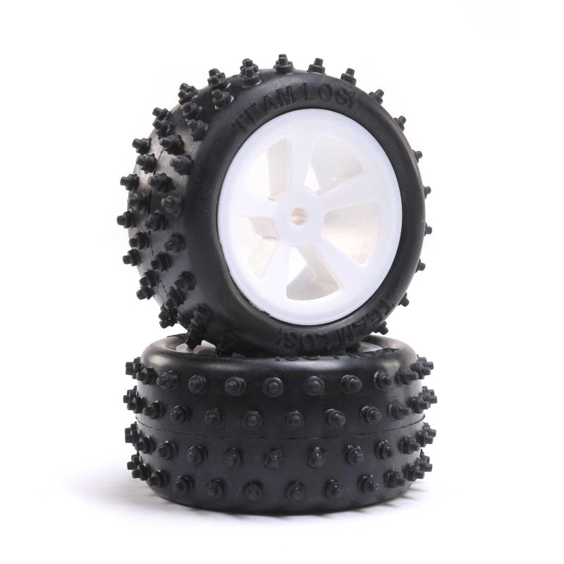 Losi LOS41024 4 Row Rear Tires Mounted White (2) Mini JRX2