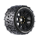 Louise LOULT3355SB R/C MT-Mallet Speed 1/8 Monster Truck Tires, 0" & 1/2" Offset, 17mm Removable Hex on Black Rim, Soft (2)
