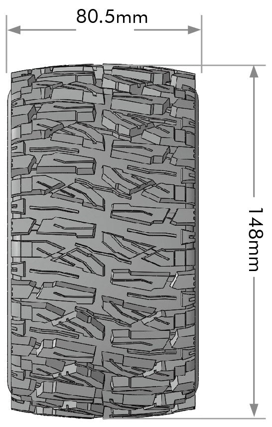 Louise LOULT3355SB R/C MT-Mallet Speed 1/8 Monster Truck Tires, 0" & 1/2" Offset, 17mm Removable Hex on Black Rim, Soft (2)