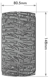 Louise LOULT3355SB R/C MT-Mallet Speed 1/8 Monster Truck Tires, 0" & 1/2" Offset, 17mm Removable Hex on Black Rim, Soft (2)