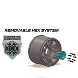 Louise LOULT3355SB R/C MT-Mallet Speed 1/8 Monster Truck Tires, 0" & 1/2" Offset, 17mm Removable Hex on Black Rim, Soft (2)