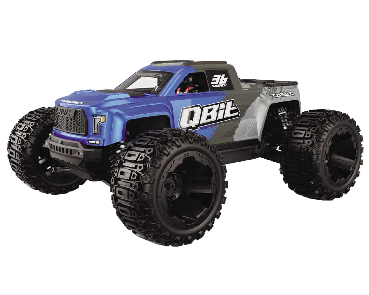Maverick QBit MT 1/16 4WD RTR Brushed Monster Truck (Blue) w/2.4GHz Radio, Battery & Charger