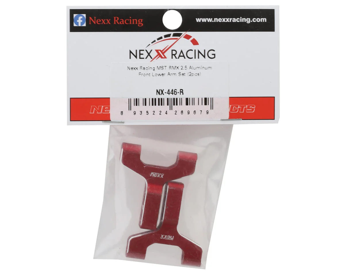 NEXX RACING NX-446-R RMX2.5 CNC-Machined Aluminum Front Lower Arms (Red) (2)