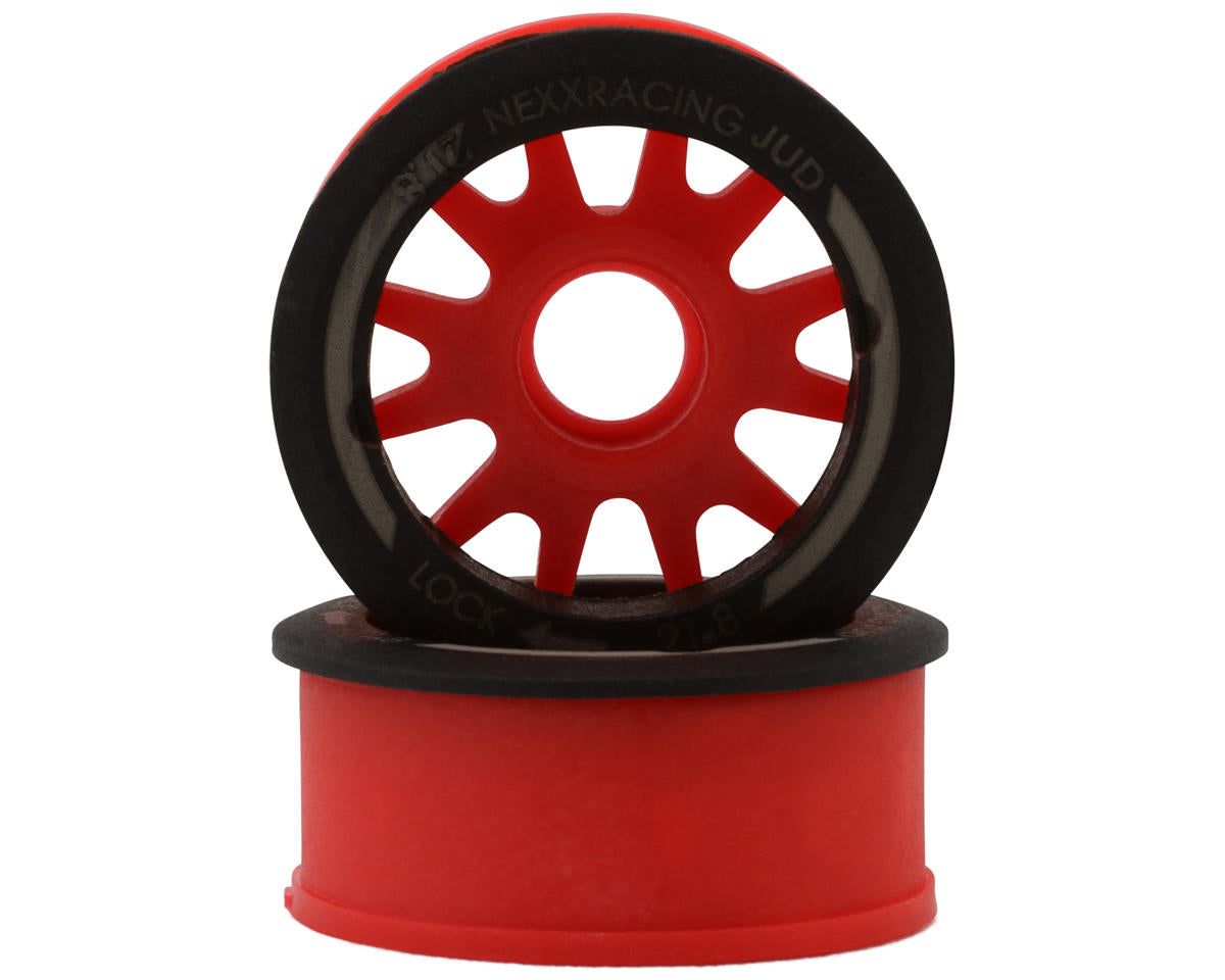 NEXX Racing Mini-Z RWD "JUD" EVO Front Threaded Side-Wall Carbon Fiber Rims (0mm Offset) (Red) (2)