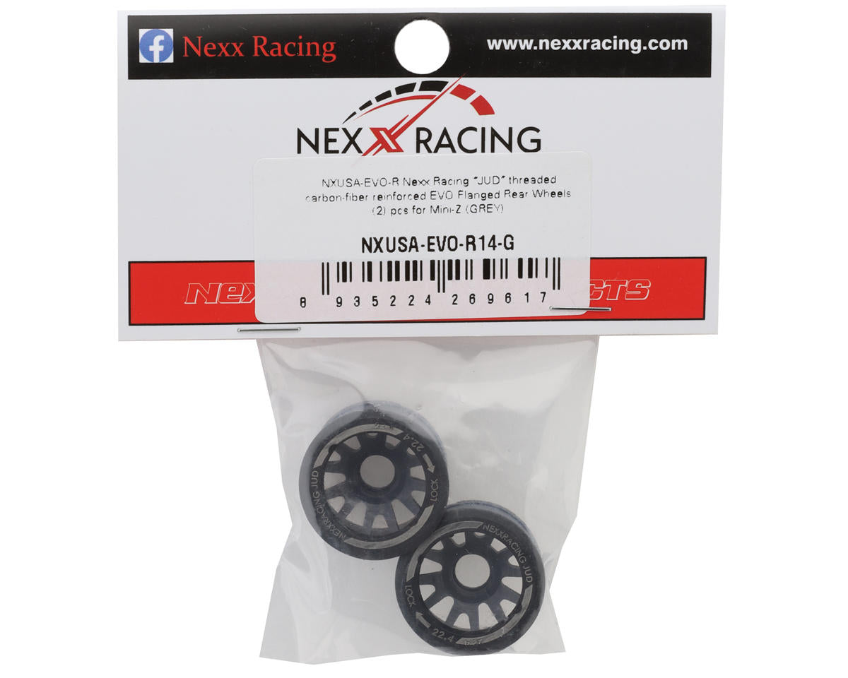 NEXX Racing Mini-Z RWD "JUD" EVO Rear Threaded Side-Wall Carbon Fiber Rims (0mm Offset) (Grey) (2) (Wide)