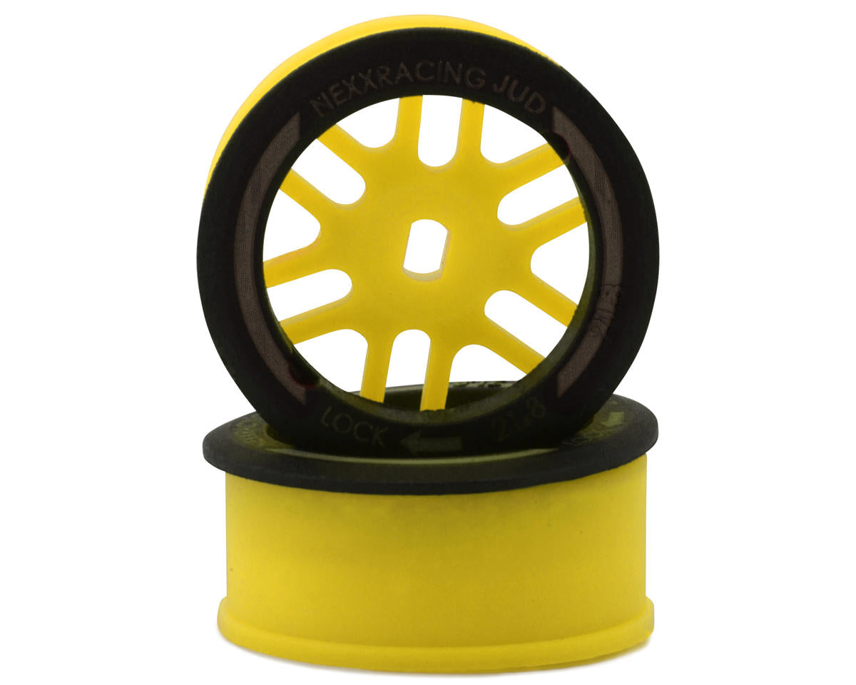 NEXX Racing Mini-Z AWD "JUD" EVO Front Threaded Side-Wall Carbon Fiber Rims (0mm Offset) (Yellow) (2)