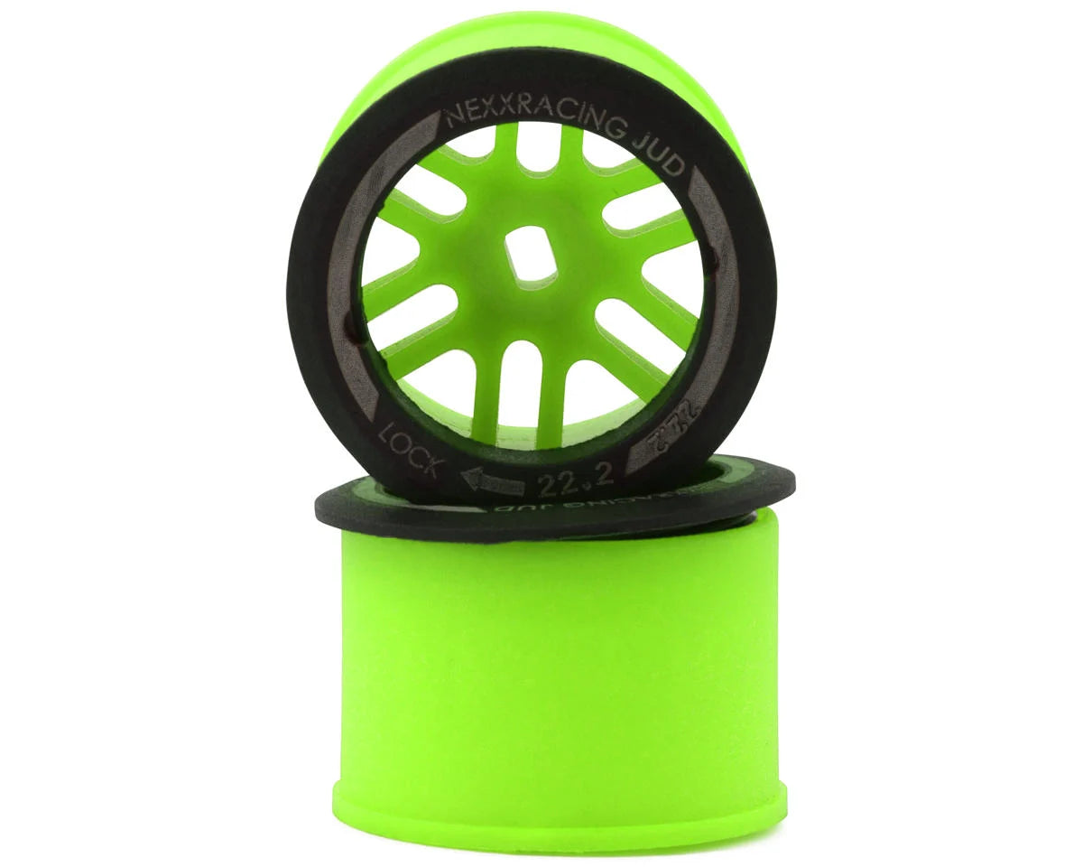 NEXX Racing Mini-Z AWD"JUD" EVO Rear Threaded Side-Wall Carbon Fiber Rims (0mm Offset) (Green) (2) (Wide)