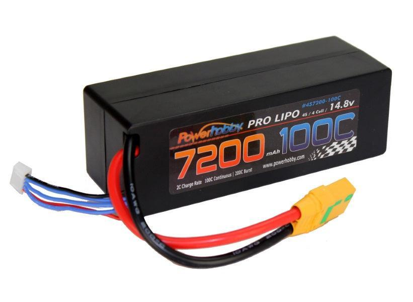 Powerhobby 4s 14.8v 7200mah 100c Lipo Battery w XT90 Plug Hard Case 4-Cell