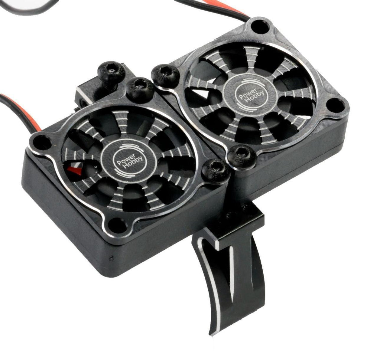 Powerhobby 1/8 Aluminum Heatsink 30mm Twin Turbo High Speed Cooling Fans 28K Black
