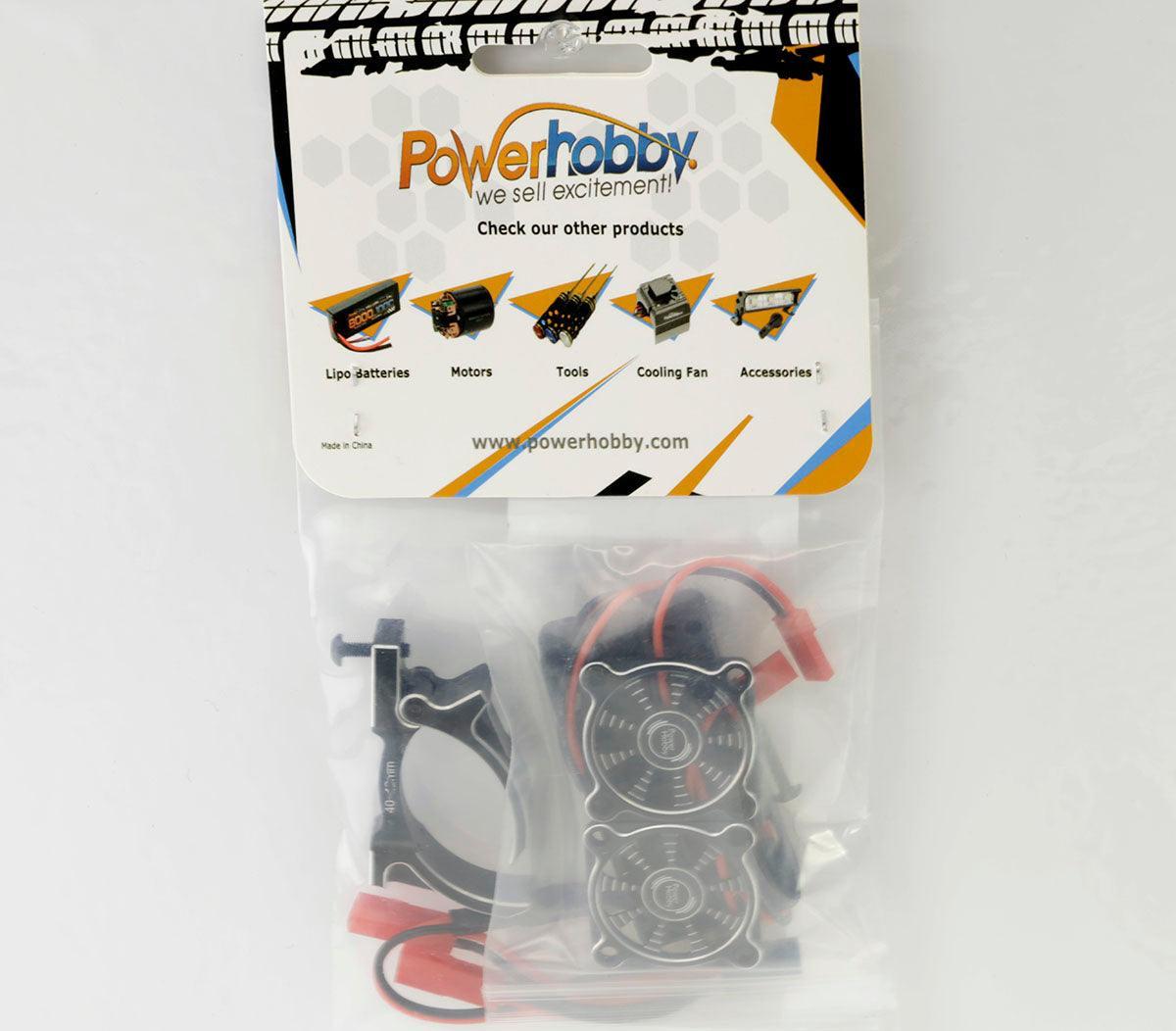 Powerhobby 1/10 Aluminum Heatsink High Speed 30mm Twin Turbo Cooling Fans 28K Black