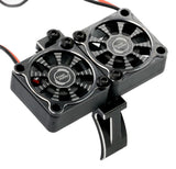 Powerhobby 1/10 Car Aluminum Heatsink 30mm Twin Turbo Cooling Fans Mount BLACK