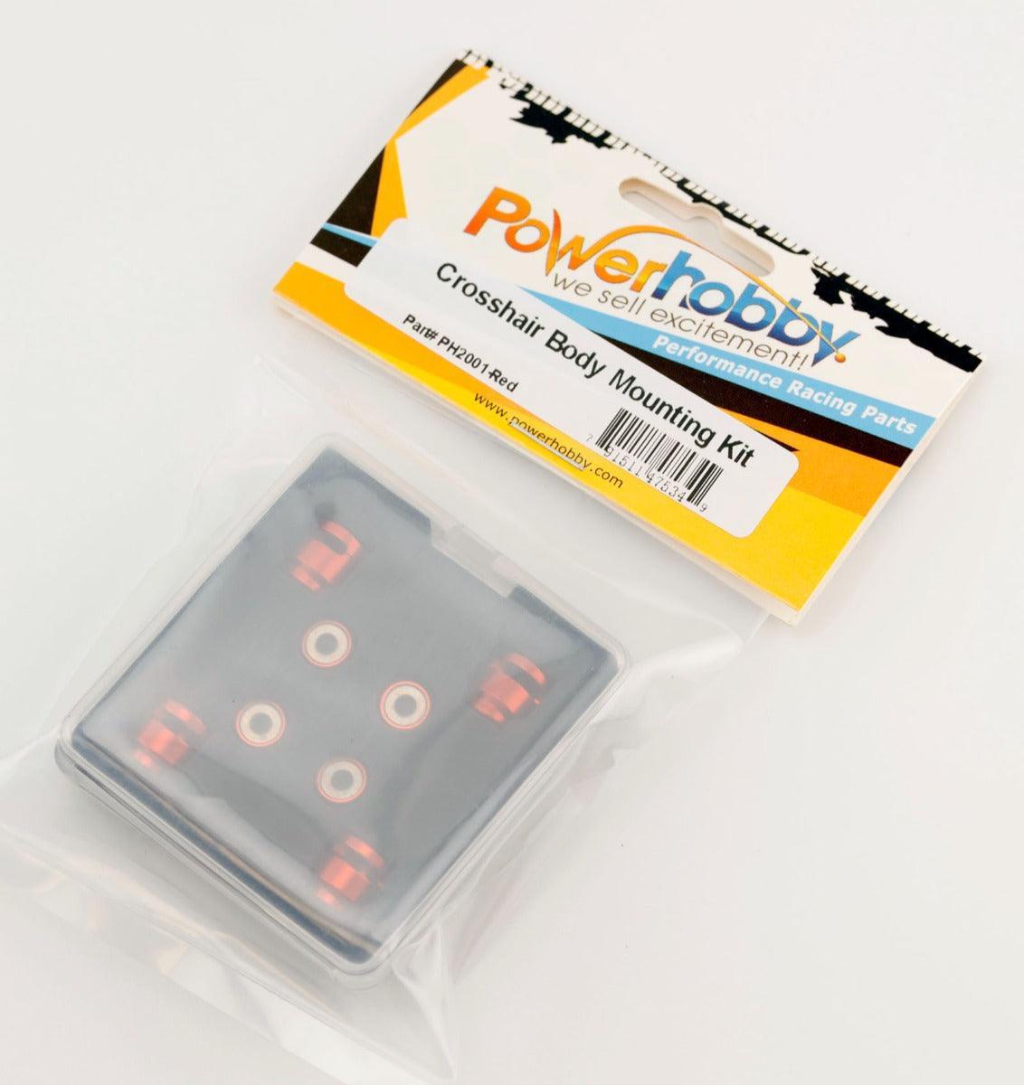Powerhobby 1/10 Car Crosshair Magnetic Body Mount / Mounting Kit On-Road Red