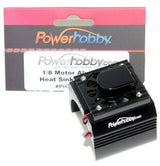 Powerhobby Aluminum Motor Heatsink + Cooling Fan For 1/8 Size Motors Black