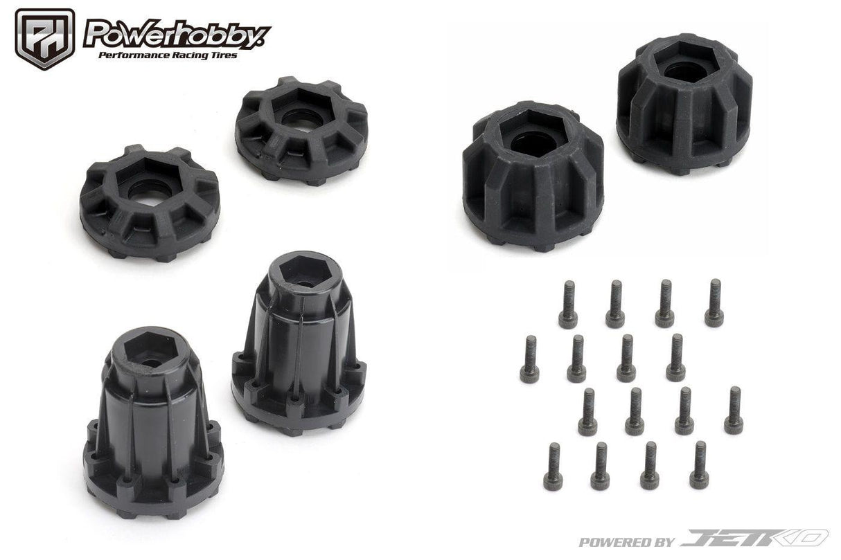 Powerhobby 1/8 MT 3.8 Rockform Belted Mounted Tires w Removable Hex Wheels (2)