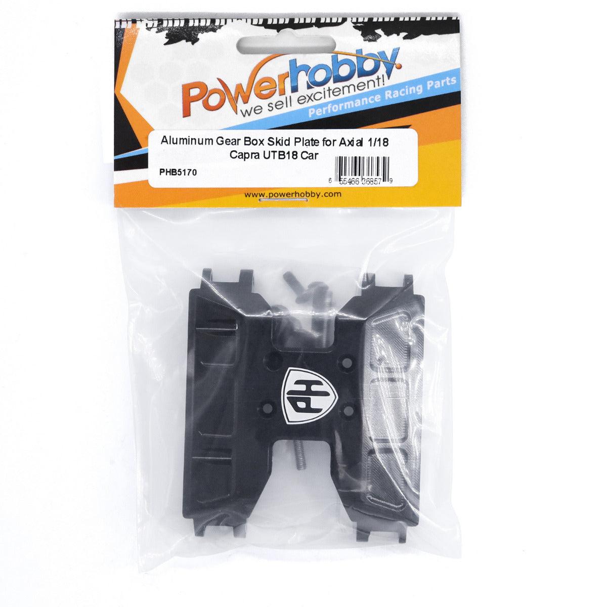Powerhobby Aluminum Gear Box Skid Plate Axial 1/18 Capra UTB18 Black