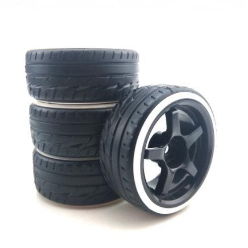 Powerhobby 1/10 Drift Car Mounted Tires / Wheels (4) White / Black PY913