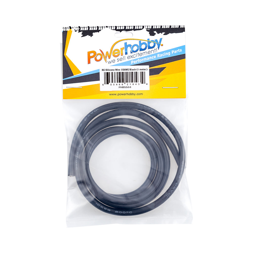 Powerhobby 10AWG RC Silicone Hookup Wire Black 1 Meter