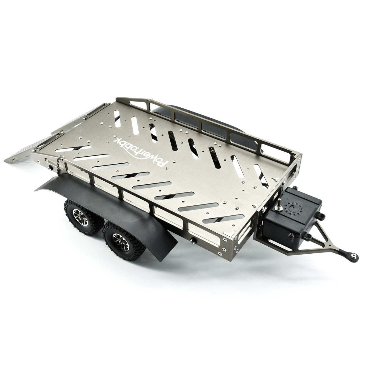 Powerhobby 1/18 / 1/16 Metal Trailer w Lights Silver FOR Traxxas TRX-4M