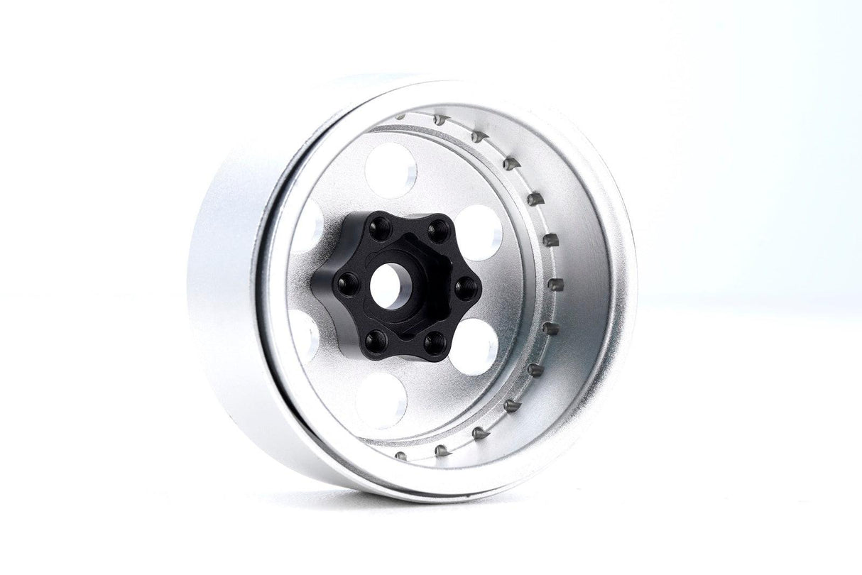 Powerhobby B5 Aluminum 1.9 Beadlock Wheels Super Positive Offset Silver (4) 1/10